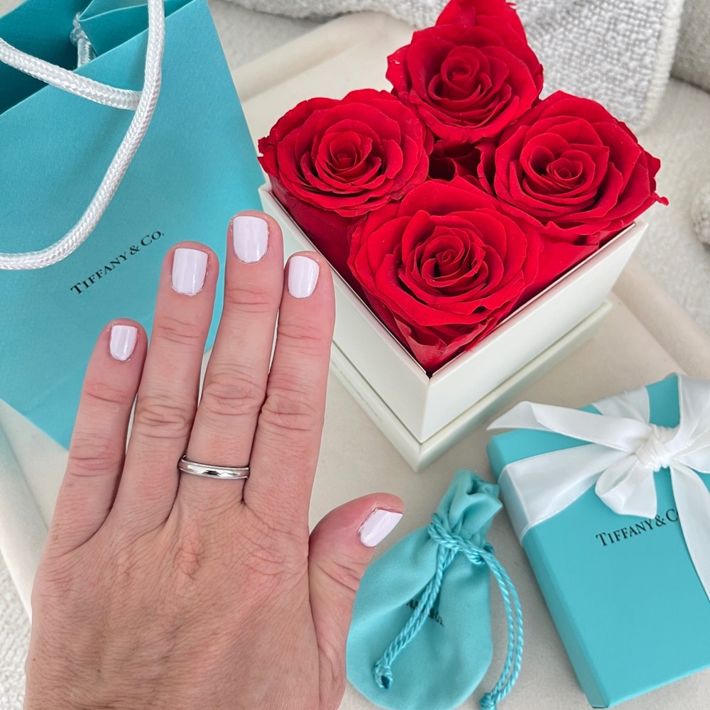 Tiffany Together Milgrain Band Ring in Platinum, 3 mm Wide size 7.5 $1,600